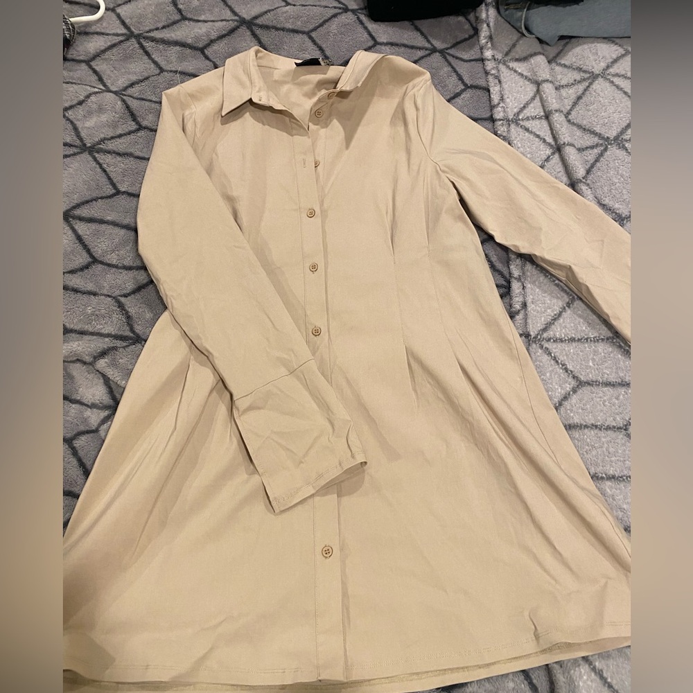 ASOS Fitted Button Down Womens Khaki Dress Size 14 US